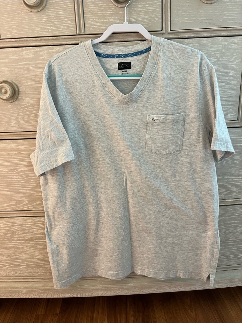 Light Gray, Black and Navy Blue (3) V-Neck Pocket Tee with Subtle Logo